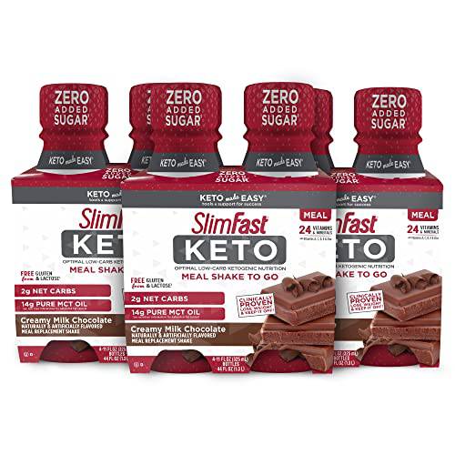 SlimFast Keto Meal Replacement Shake, Creamy Milk Chocolate, Low Carb Ready to Drink Shake with Protein, Brown, 11 Fl Oz, 4 Count (Pack of 3) (Packaging May Vary)
