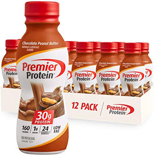 Premier Protein Shake, Chocolate Peanut Butter, 30g Protein, 1g Sugar, 24 Vitamins & Minerals, Nutrients to Support Immune Health, 11.5 Fl Oz, Pack of 12