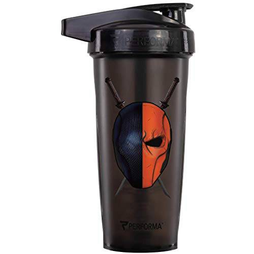 Performa ACTIV Series - DC VILLAINS 28oz Shaker Bottle (DeathStroke), Best Leak Free Bottle with ActionRod Mixing Technology for Your Sports & Fitness Needs