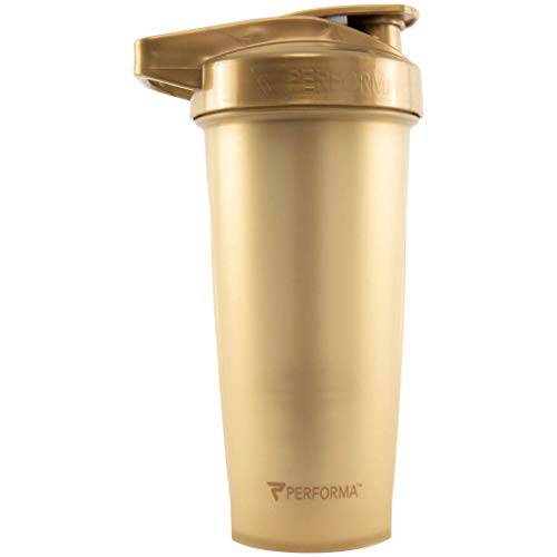 Performa ACTIV Series 28oz Shaker Bottle (Gold), Best Leak Free Bottle with ActionRod Mixing Technology for Your Sports & Fitness Needs