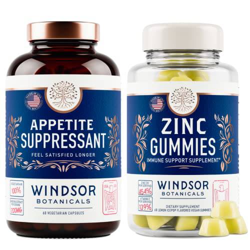 Appetite Suppressant for Weight Loss and Zinc Gummies Bundle by Windsor Botanicals