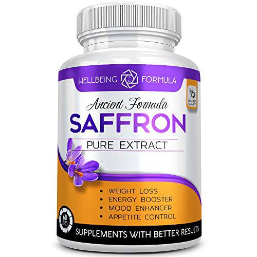 Pure Saffron Extract for Healthy Weight Loss-Natural Appetite Suppression Pills Booster Saffron Supplement -Hunger Suppressant for Women and Men-Saffron Capsules