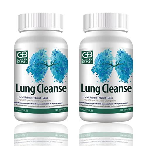 GB Golden Beaver® Lung Cleanse - Effective Agent to The People at Risk or Challenged by Viral Infection, Smoking, COPD, Pollution-7 Nature Ingredients.2 Bottles