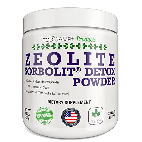 TODICAMP Zeolite Powder - Zeolite Clinoptilolite Powder Sorbolit Ultra FINE 1-2 µm 95% - 3X Activated - 200g - 7.05oz - Zeolite Powder Supplement - 200 Days Supply