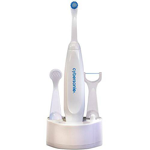 Cybersonic Classic Electric Toothbrush, Rechargable Power Toothbrush with Complete Dental Care Kit Including Tongue Scraper and Floss Heads
