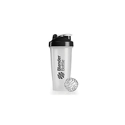 BlenderBottle Shaker Bottle, 28oz - BlenderBall Wisk Mixer Ball - Blend Protein Powder, Sport Drinks, Shakes, Smoothies & More - Clear/Black