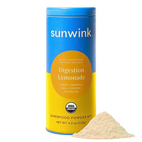 Sunwink Digestion Lemonade - Organic Superfood Powder for Gut Health & Digestion Support with Amla Powder, Dandelion Root Extract & Chicory Root - Flavored with Lemon & Pineapple Juice (40 Servings)