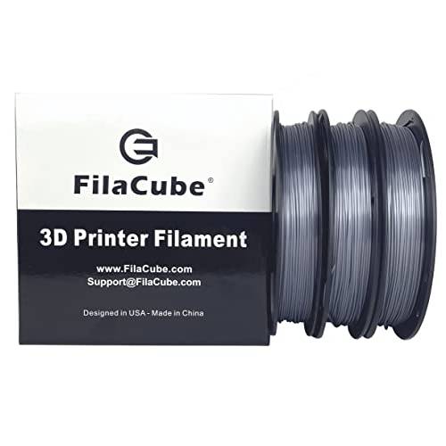 Silk PLA+ Gun Metal Gray 1.75mm FilaCube 3D Printer Filament - Three 0.5kg Rolls
