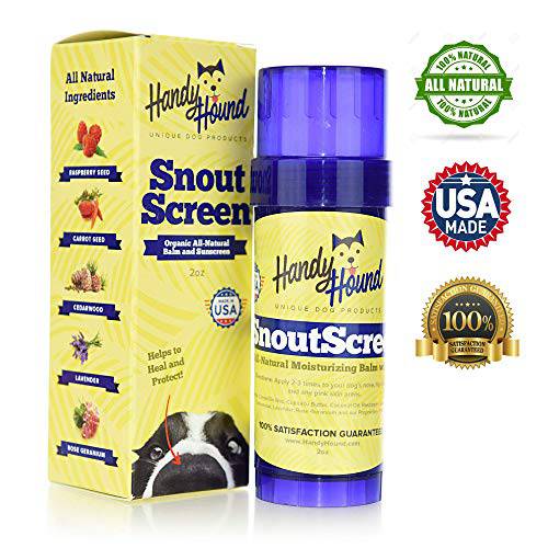 Handy Hound SnoutScreen - All-Natural Organic Vet-Recommended Dog Nose balm and Paw Balm with Natural Sunscreen - Made in the USA Protect Your Dog from Harmful UVA/UVB Rays - 2 oz