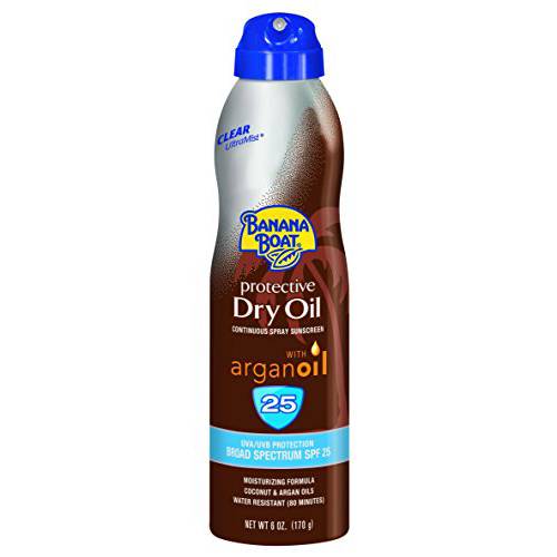Banana Boat Protective Dry Oil Reef Friendly Sunscreen Spray with Coconut Oil, Broad Spectrum SPF 25, 6 Ounces - Pack of 3