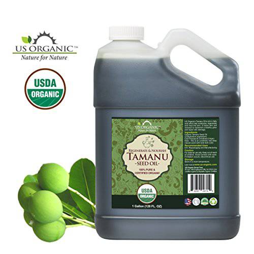 US Organic Tamanu Oil Bulk pack, USDA Certified Organic, 100% Pure Virgin Cold Pressed Unrefined, Dark Green Color_Sourced from Southeast Asia, Size for DIY and small manufacturers (128 oz (1 Gallon))