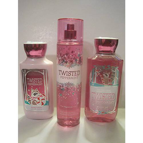 Bath and Body Works Twisted Peppermint Body Lotion, Fragrance Mist & Shower Gel Set - ALL Full Sizes