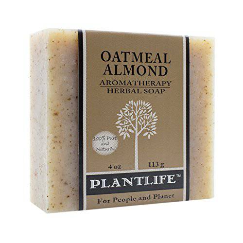 Plantlife Handmade Herbal Soap Bar with Natural Ingredients - Deep Cleanse for Face, Body, Hands - Oatmeal Almond - 4 oz