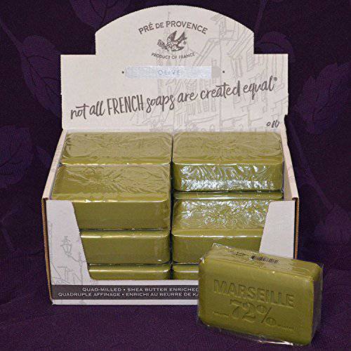 Pre de Provence Savon de Marseilles Olive Oil Soap - Case of 12 Bars,Green,250 Gram