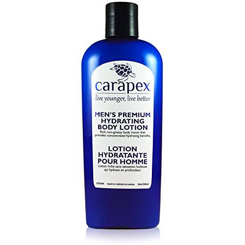 Carapex Body Lotion for Men Premium Hydrating Body Lotion for Men, Natural Unscented Body & Hand Lotion for Dry Skin, Sensitive Skin, Rough Skin, No Parabens, Non Greasy, 8oz (Single)