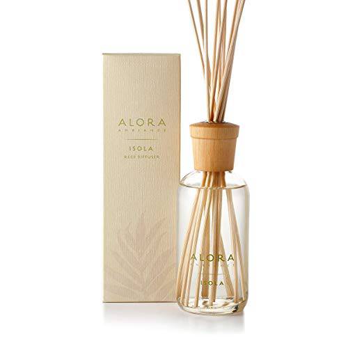 Alora Ambiance Isola 8 oz Reed Diffuser | Long-Lasting Light & Floral Fragrance | Beautifully Designed for Any Space
