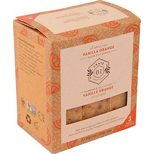 Crate 61, Vegan Natural Bar Soap, Vanilla Orange, 3 Pack, Handmade Soap With Premium Essential Oils, Cold Pressed Face And Body Bar Soap For Men And Women (4 oz, 3 Bars) Vanilla Orange 3 Pack