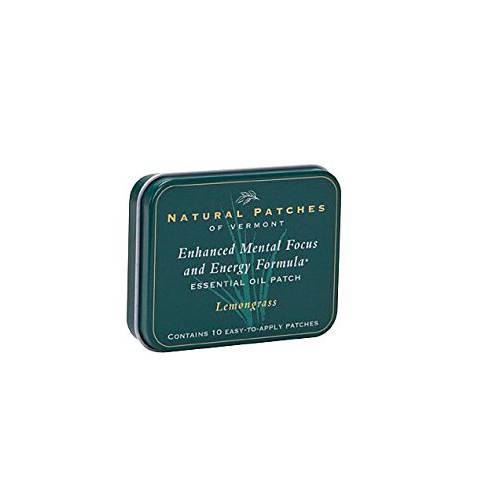 Natural Patches Of Vermont Lemongrass Mental Focus & Energy Essential Oil Body Patches, 10-Count Tin