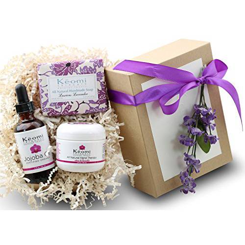 Lavender Organic Handmade Bath and Body Gift Set - by KEOMI NATURALS - Pamper Them with All Natural Luxury - Scented with Essential Oils - Beautifully Packaged Ready to Give