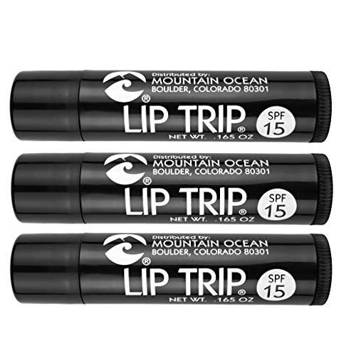 Mountain Ocean Lip Trip SPF 15 Lip Balm (Pack of 3) with Apricot Kernal Oil, Sesame Oil, Aloe Vera and Cocoa Butter, 0.17 oz. Each