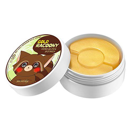 [SECRET KEY] Gold Racoony Hydrogel Eye & Spot Patch 90 Sheet - Best Treatment for Bags & Puffiness, Wrinkles and Dark Circles, 24K Gold Hydro Gel Mask with Abundant Essence, Skin Soothing & Hydrating