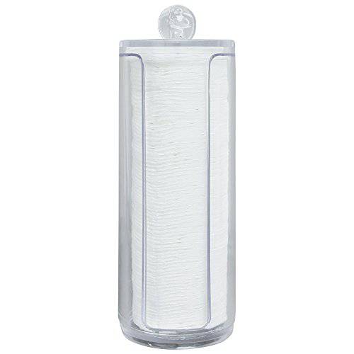 ForPro Acrylic Cotton Pad Holder with Removable Lid & Side Opening, Clear Storage Organizer, Fits 2” Cotton Rounds, 2.75” D x 7.75” H
