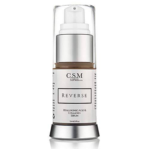 CSM Reverse Organic Eye Serum - Hyaluronic Acid & Collagen Anti-Aging Formula - Moisture-Rich Eye Cream & Daily Protection For Puffiness, Wrinkles, Lines & Dark Circles - Concentrated Micronutrients - Soothing Citrus Scent - 15 ml.