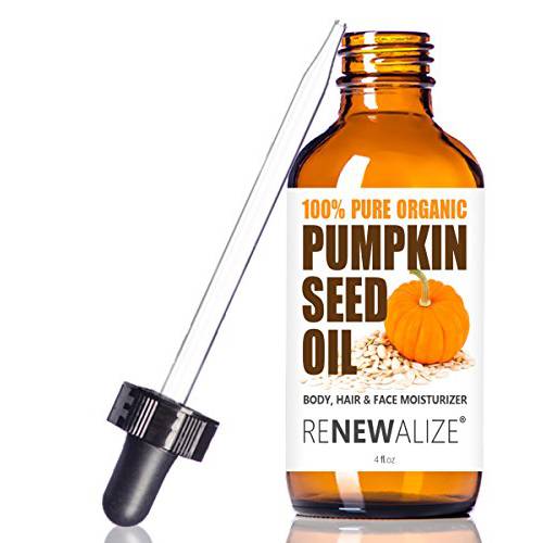 Renewalize ORGANIC PUMPKIN SEED OIL NATURAL FACE MOISTURIZER - Unrefined, Cold Pressed facial oils anti aging treatment for men and women | For Normal Combination and Mature Skin Types