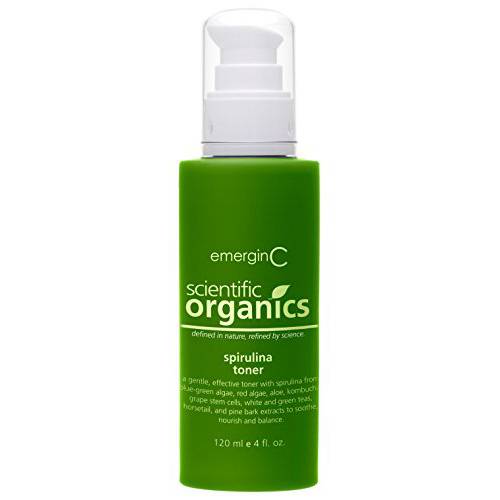 emerginC Scientific Organics Spirulina Toner - Gentle + Effective Toner for Face with Plant Stem Cells + Witch Hazel (4 oz, 120 ml)