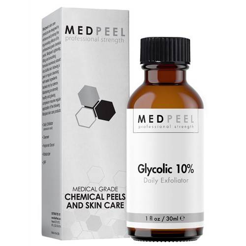 MedPeel Glycolic Acid 10% Exfoliator, Enhance Chemical Peel Results, Use as a Daily Exfoliator, Cleanse, Minimize Large Pores, 30ml/1 fl oz
