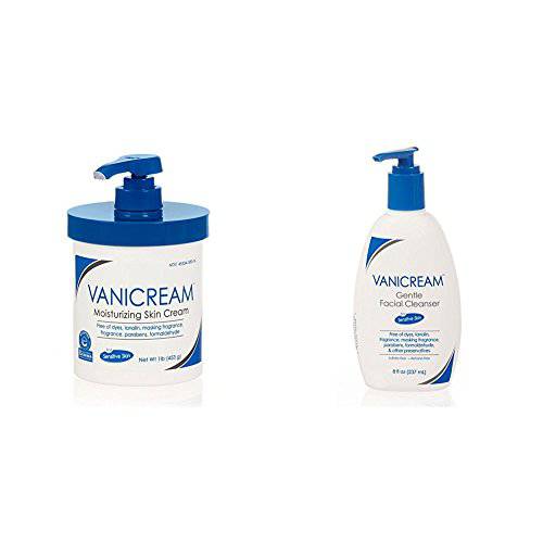Vanicream Moisturizing Skin Cream, 16 Oz & Vanicream Gentle Facial Cleanser, 8 Oz