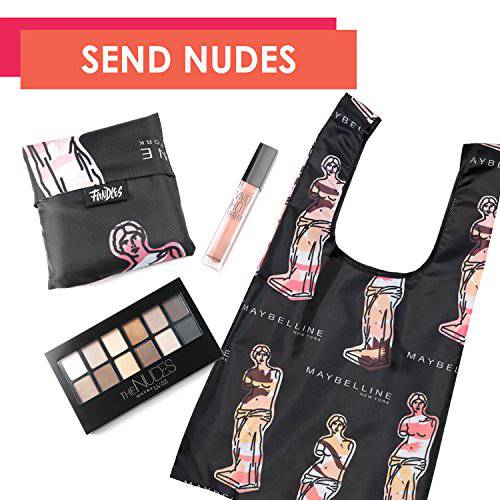 Maybelline New York Limited-Edition Fundles Send Nudes w/ Eyeshadow Palette, Color Sensational Vivid Hot Lacquer Lip Gloss and Easy-Carry Nude Tote-Bag