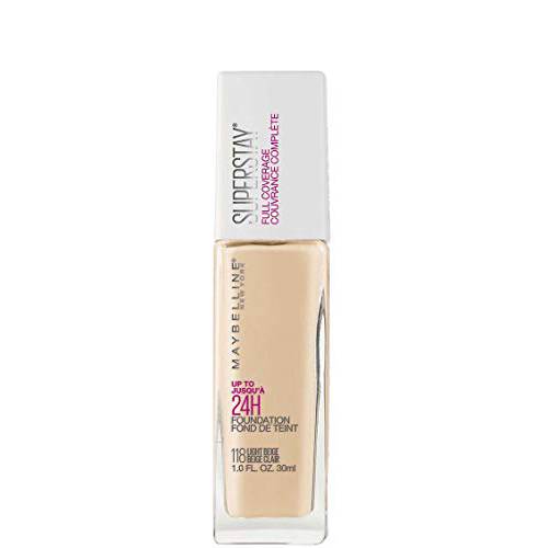 Maybelline Super Stay Full Coverage Liquid Foundation Makeup, Light Beige, 1 fl. oz. (Packaging May Vary)