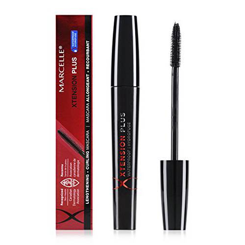 Marcelle Xtension Plus Waterproof Mascara, Black, Hypoallergenic and Fragrance-Free, 03 fl oz