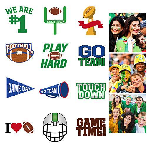 LUOEM 72 Pcs Football Face Tattoos Football Temporary Tattoo Football Sports Face Body Stickers for Football Birthday Theme Party Sports Event Game Party Favor Supply - 6 Sheet