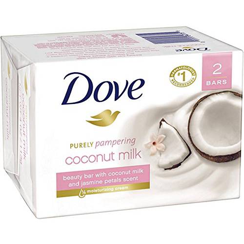 Dove Purely Pampering Beauty Bars, Coconut Milk, 4 oz bars, 2 ea (Pack of 2)
