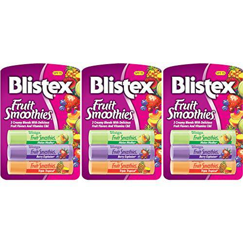 Blistex Fruit Smoothies Lip Moisturizers 3 Sticks 0.10 oz each Pack of 3