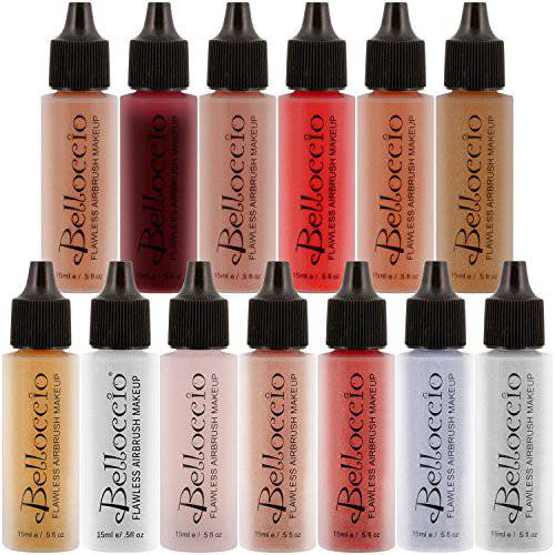 Belloccio Master Set of All 13 Blush, Bronzer & Shimmer Color Shades within Belloccio’s Professional Flawless Airbrush Makeup Product Line (13 Different Shades in 1/2 oz. Bottles)