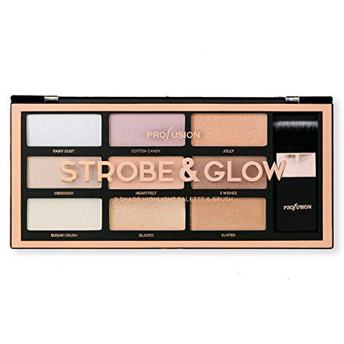 Profusion Cosmetics Professional Artistry Pro Strobe and Glow Highlight Palette Face Cheek Diamond Shimmer Glitter Highlighter Makeup Palette Powder iluminadores