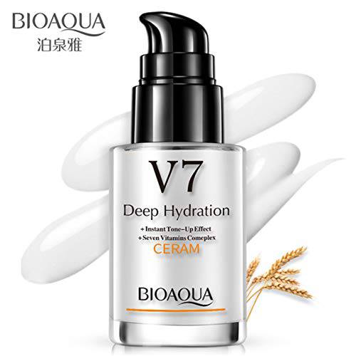 BIOAQUA V7 Toning Light Cream Instant Tone Up Effect 7 Vitamins Complex Moisturizing Refreshing Fine Powder Natural Nourishing Skin 30ml