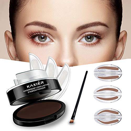 GL-Turelifes 3 Pairs of Seals Eyebrow Stamp with Brow Brush Perfect Eye Brow Power One Second Make Up Nature Brow(Dark Brown)