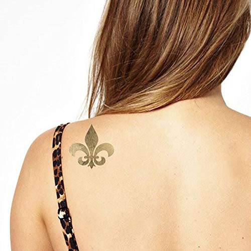 Gold Fleur De Lis Temporary Tattoos | Pack of 5 | MADE IN THE USA | Skin Safe | Removable