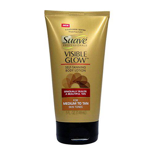 Suave Professionals Visible Glow Self Tanning Body Lotion, Medium to Tan 5 oz (Single)