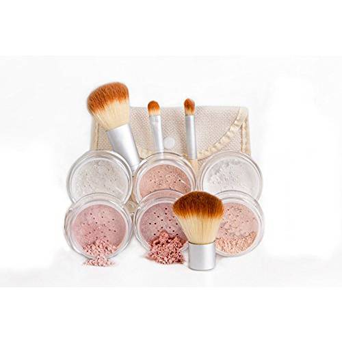 EVERYDAY KIT (BEIGE) Full Size Mineral Makeup Set Matte Foundation Bare Face Sheer Powder Cover