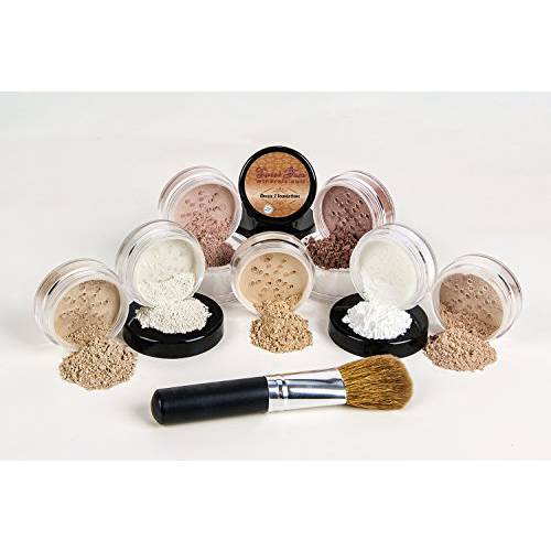$40 SPECIAL (COCOA & EBONY) Full Size Mineral Makeup Kit Foundation Concealer Bare Face Matte Set