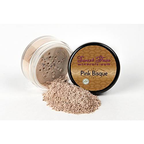 PINK BISQUE FOUNDATION Mineral Makeup (5 gram Sample Size Jar) Matte Loose Powder Bare Face Cosmetics Full Coverage Long Lasting All Skin Types SPF 18