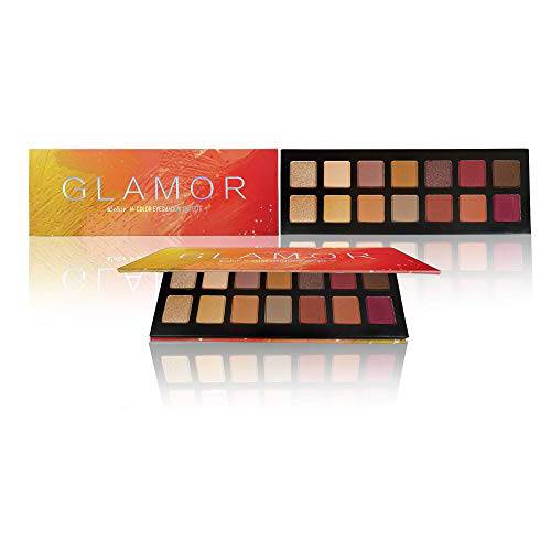 Ccolor Cosmetics - Glamor, 14-Color Eyeshadow Palette Makeup, Highly Pigmented Eye Shadow Makeup, Eyeshadow Palette Matte and Metallic, Easy-to-Blend Eye Makeup Kit, Neutral Pink Orange Colors