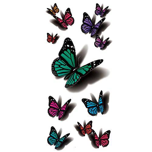TAFLY Temporary Tattoo 3D Sexy Multicolor Butterfly Body Art Waterproof Sticker 5 Sheets