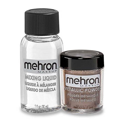 Mehron Makeup Metallic Powder (.17 oz) with Mixing Liquid (1 oz) (BRONZE)