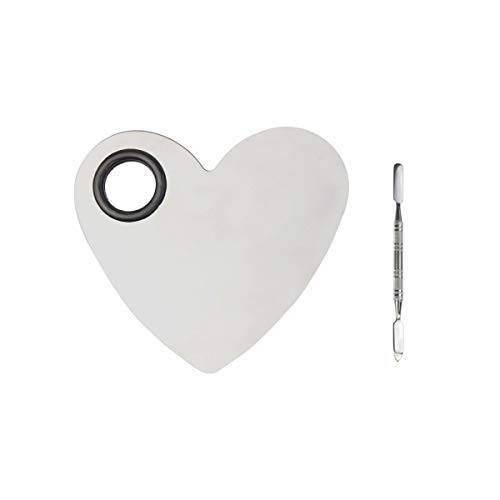 obmwang Stainless Steel Heart Shaped Makeup Palette Spatula - Makeup Artist Makeup Enthusiast Tools for Blending Cosmetic Foundation Shades